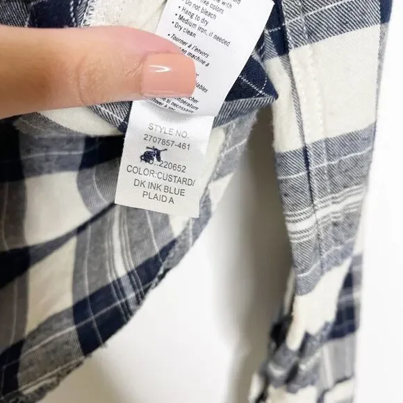 PAIGE Cream & Blue Plaid Button-Down Shirt Versatile Casual & Workwear Essential - Picture 6 of 9